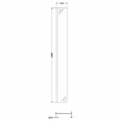 Nuie 215mm X 1850mm Wetroom Return Screen With Brushed Brass Fittings - WRSCBB025 -Bathroom Products Sales Store nuie 215mm x 1850mm wetroom return screen with brushed brass fittings wrscbb025 line drawing 48316.1666714566