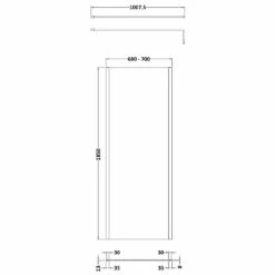 Nuie 700mm X 1850mm Wetroom Screen With Matt Black Support Bar - WRSCOBP70 7 Nuie 700mm X 1850mm Wetroom Screen With Matt Black Support Bar - WRSCOBP70 -Bathroom Products Sales Store nuie 700mm x 2000mm wetroom screen with matt black support bar wrscobp70 line drawing 30481.1695201929