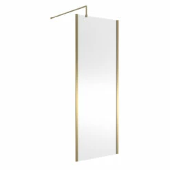 Nuie 760mm X 1850mm Wetroom Screen With Brushed Brass Support Bar - WRSCOBB76