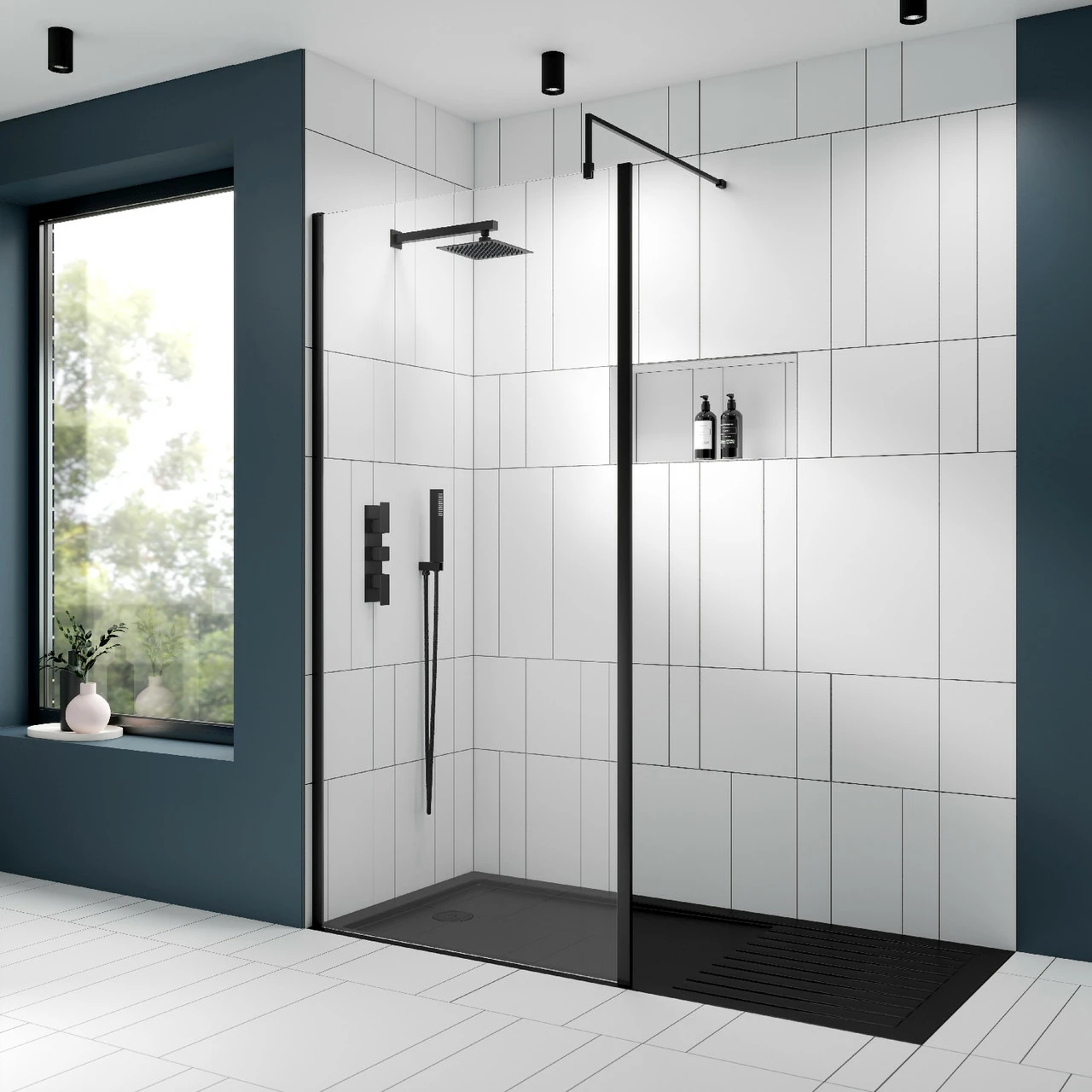 Nuie 760mm X 2000mm Wetroom Screen With Matt Black Support Bar - WRSCOBP76 4 Nuie 760mm X 2000mm Wetroom Screen With Matt Black Support Bar - WRSCOBP76 - Image 2