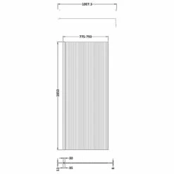 Nuie 800mm X 1850mm Fluted Wetroom Screen With Matt Black Support Bar - WRFL18580BP 9 Nuie 800mm X 1850mm Fluted Wetroom Screen With Matt Black Support Bar - WRFL18580BP -Bathroom Products Sales Store nuie 800mm x 1850mm fluted wetroom screen with matt black support bar wrfl18580bp line drawing 84162.1666714564