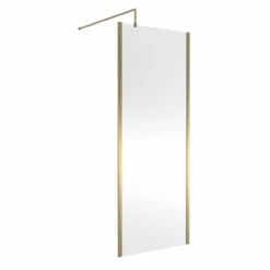 Nuie 800mm X 1850mm Wetroom Screen With Brushed Brass Support Bar - WRSCOBB80