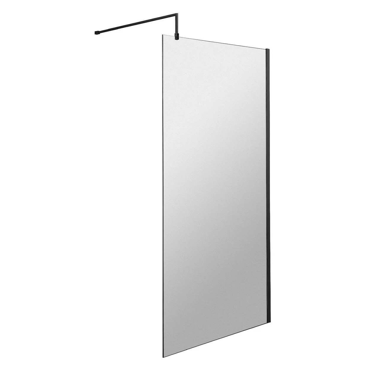 Nuie 900mm X 1850mm Wetroom Screen With Matt Black Support Bar - WRSCBP090