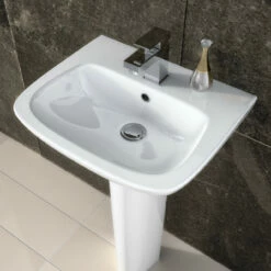 Nuie Ambrose 450mm Basin With 1 Tap Hole And Semi Pedestal - CPC023 -Bathroom Products Sales Store nuie ambrose 450mm basin with 1 tap hole and semi pedestal cpc023 two 19440.1652443150