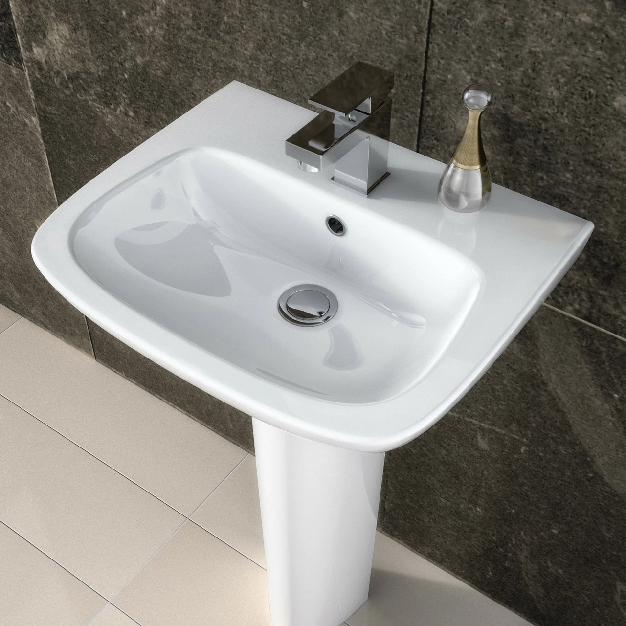 Nuie Ambrose 450mm Basin With 1 Tap Hole And Semi Pedestal - CPC023 - Image 2