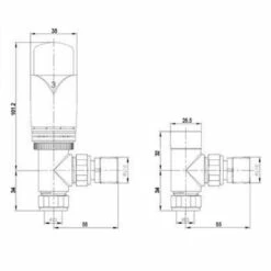 Nuie Angled Thermostatic Radiator Valves - HT315 -Bathroom Products Sales Store nuie angled thermostatic radiator valves ht315 four 22040.1652443284