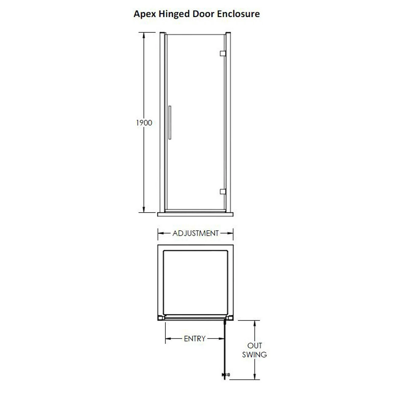 Nuie Apex 800mm Hinged Shower Door - MH80-E8 - Image 5