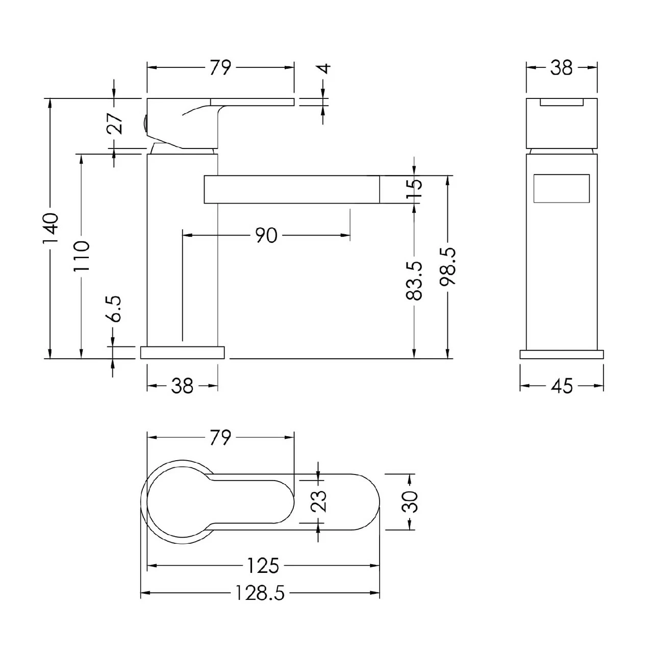 Nuie Arvan Polished Chrome Mini Mono Basin Mixer - ARV315 4 Nuie Arvan Polished Chrome Mini Mono Basin Mixer - ARV315 - Image 2