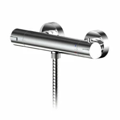 Nuie Arvan Polished Chrome Round Thermostatic Shower Bar Valve With Bottom Outlet - ARV503