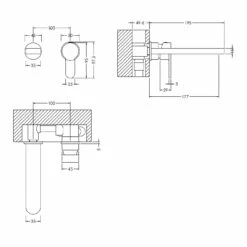 Nuie Arvan Polished Chrome Wall Mounted 2 Tap Hole Basin Mixer - ARV381 -Bathroom Products Sales Store nuie arvan polished chrome wall mounted 2 tap hole basin mixer arv381 line drawing 48539.1666714273