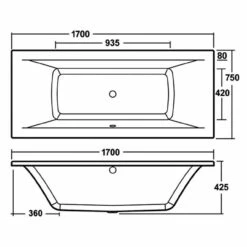 Nuie Asselby 1700mm X 750mm Square Double Ended Bath - NBA210 -Bathroom Products Sales Store nuie asselby 1700mm x 750mm square double ended bath nba210 three 37299.1677597050