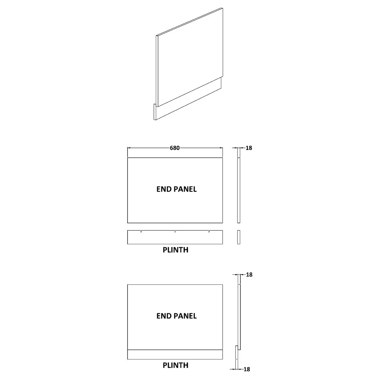 Nuie Athena Anthracite 700mm End Bath Panel - MPD511N 4 Nuie Athena Anthracite 700mm End Bath Panel - MPD511N - Image 2