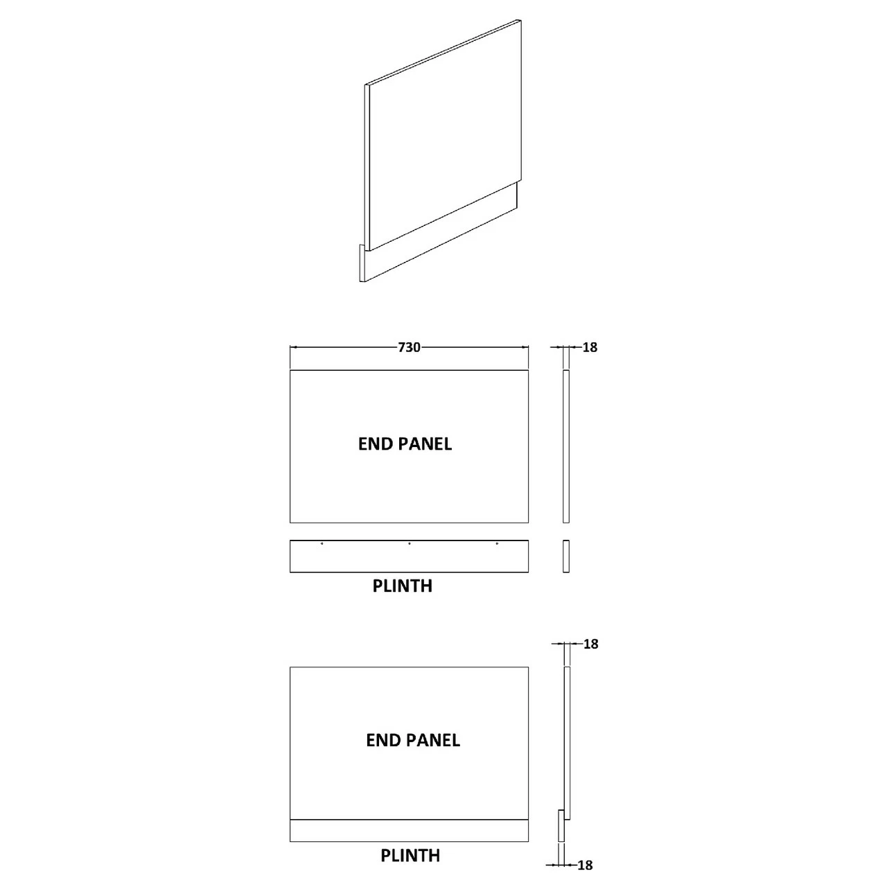 Nuie Athena Anthracite 750mm End Bath Panel - MPD512N 4 Nuie Athena Anthracite 750mm End Bath Panel - MPD512N - Image 2