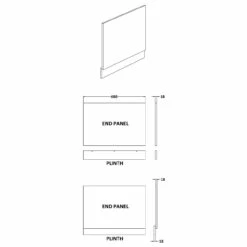 Nuie Athena Charcoal Black 700mm End Bath Panel - MPD611N 5 Nuie Athena Charcoal Black 700mm End Bath Panel - MPD611N -Bathroom Products Sales Store nuie athena charcoal black 700mm end bath panel mpd611n line drawing 29681.1666714491