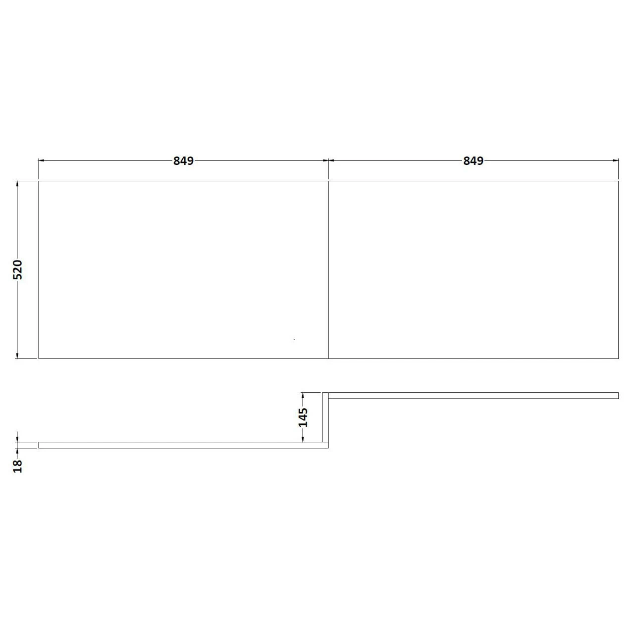 Nuie Athena Brown Grey Avola Square Shower 1700mm Front Bath Panel - MPD535 - Image 4
