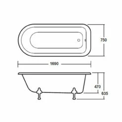 Nuie Barnsbury 1700mm Single Ended Freestanding Bath With Deacon Legs - RL1707M1 -Bathroom Products Sales Store nuie barnsbury 1700mm single ended freestanding bath with deacon legs rl1707m1 five 43494.1652443813