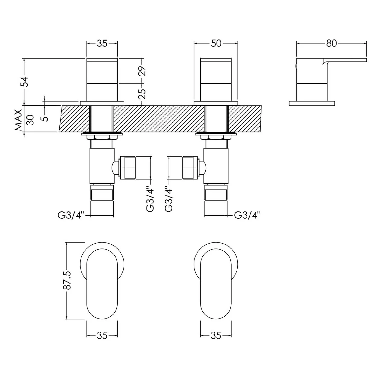 Nuie Binsey Polished Chrome 3/4 Inch Side Valves - BIN308 4 Nuie Binsey Polished Chrome 3/4 Inch Side Valves - BIN308 - Image 2