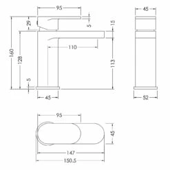 Nuie Binsey Polished Chrome Mono Basin Mixer Tap With Push Button Waste - BIN305 -Bathroom Products Sales Store nuie binsey polished chrome mono basin mixer tap with push button waste bin305 line drawing 38553.1666714358