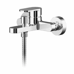 Nuie Binsey Polished Chrome Wall Mounted Bath Shower Mixer Tap And Kit - BIN316