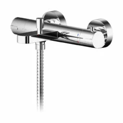 Nuie Binsey Polished Chrome Wall Mounted Thermostatic Bath Shower Mixer Tap - BIN005