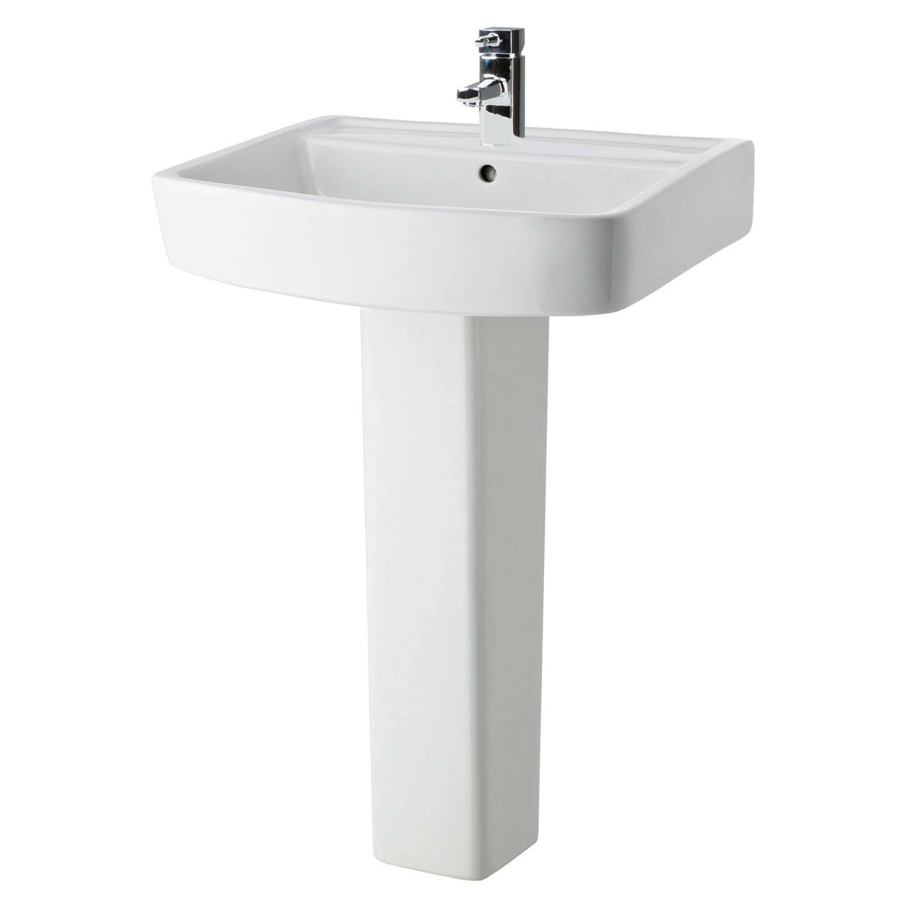 Nuie Bliss 600mm Basin With 1 Tap Hole And Full Pedestal - CBL010 - Image 5