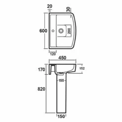Nuie Bliss 600mm Basin With 1 Tap Hole And Full Pedestal - CBL010 -Bathroom Products Sales Store nuie bliss 600mm basin with 1 tap hole and full pedestal cbl010 four 03828.1652443109