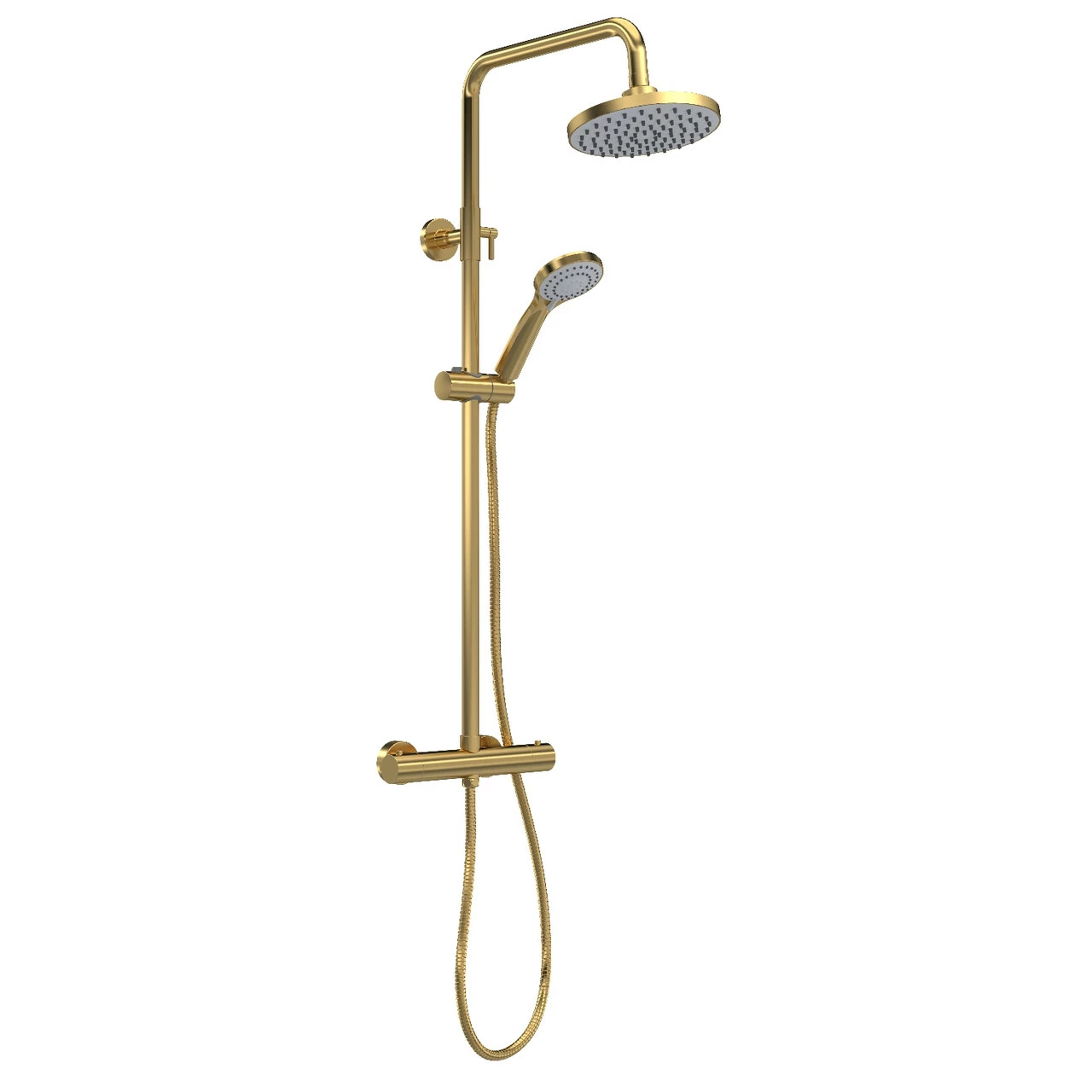 Nuie Brushed Brass Thermostatic Shower Bar Valve And Rigid Riser Shower Kit With Round Head - JTY875 3 Nuie Brushed Brass Thermostatic Shower Bar Valve And Rigid Riser Shower Kit With Round Head - JTY875