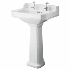 Nuie Carlton 560mm Basin With 2 Tap Holes And Full Pedestal - CCT004