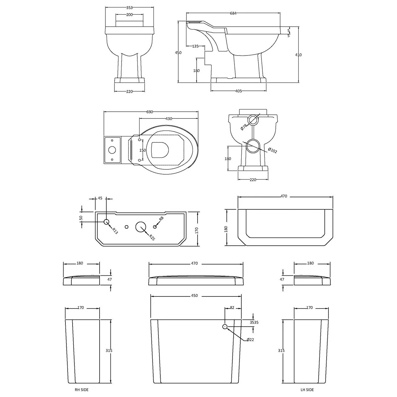 Nuie Carlton Close Coupled Toilet Pan With Cistern And Standard Toilet Seat - CCT003 5 Nuie Carlton Close Coupled Toilet Pan With Cistern And Standard Toilet Seat - CCT003 - Image 3