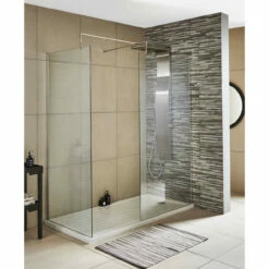 Nuie Chrome 1000mm Wetroom Shower Screen With Support Bar - WRSC10