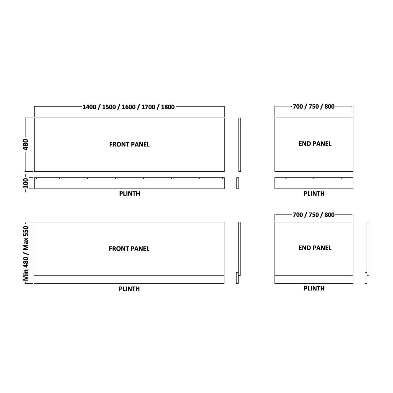 Nuie Classic White 750mm End Bath Panel With Plinth - BPR112 - Image 3