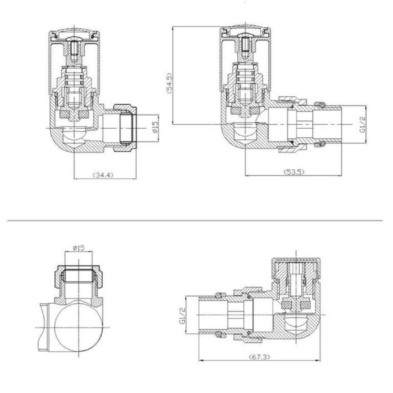 Nuie Corner Dual Fuel Radiator Valves - HT309 - Image 2