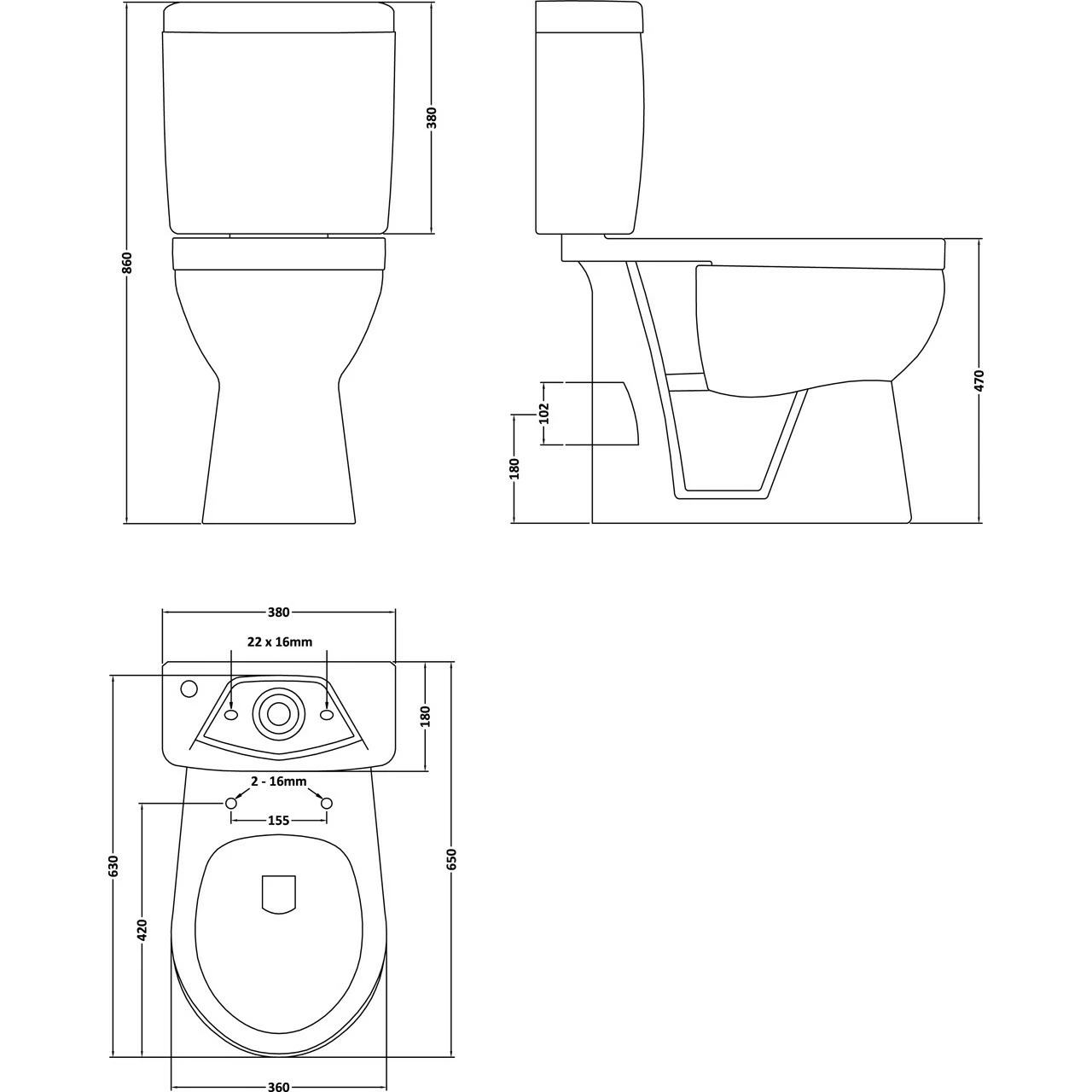 Nuie DOC M Comfort Height Toilet Pan With Cistern And Toilet Seat - NCS500 - Image 2