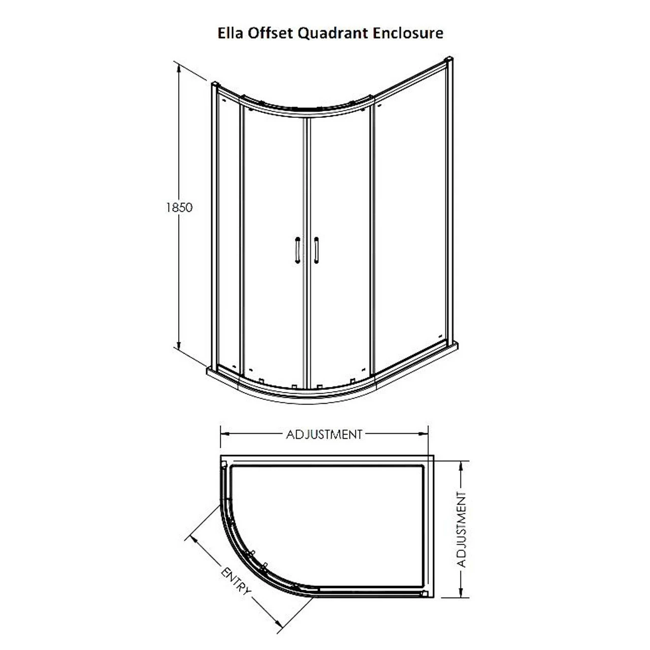 Nuie Ella 1200mm X 900mm Offset Quadrant Shower Enclosure - ERQ129 - Image 5