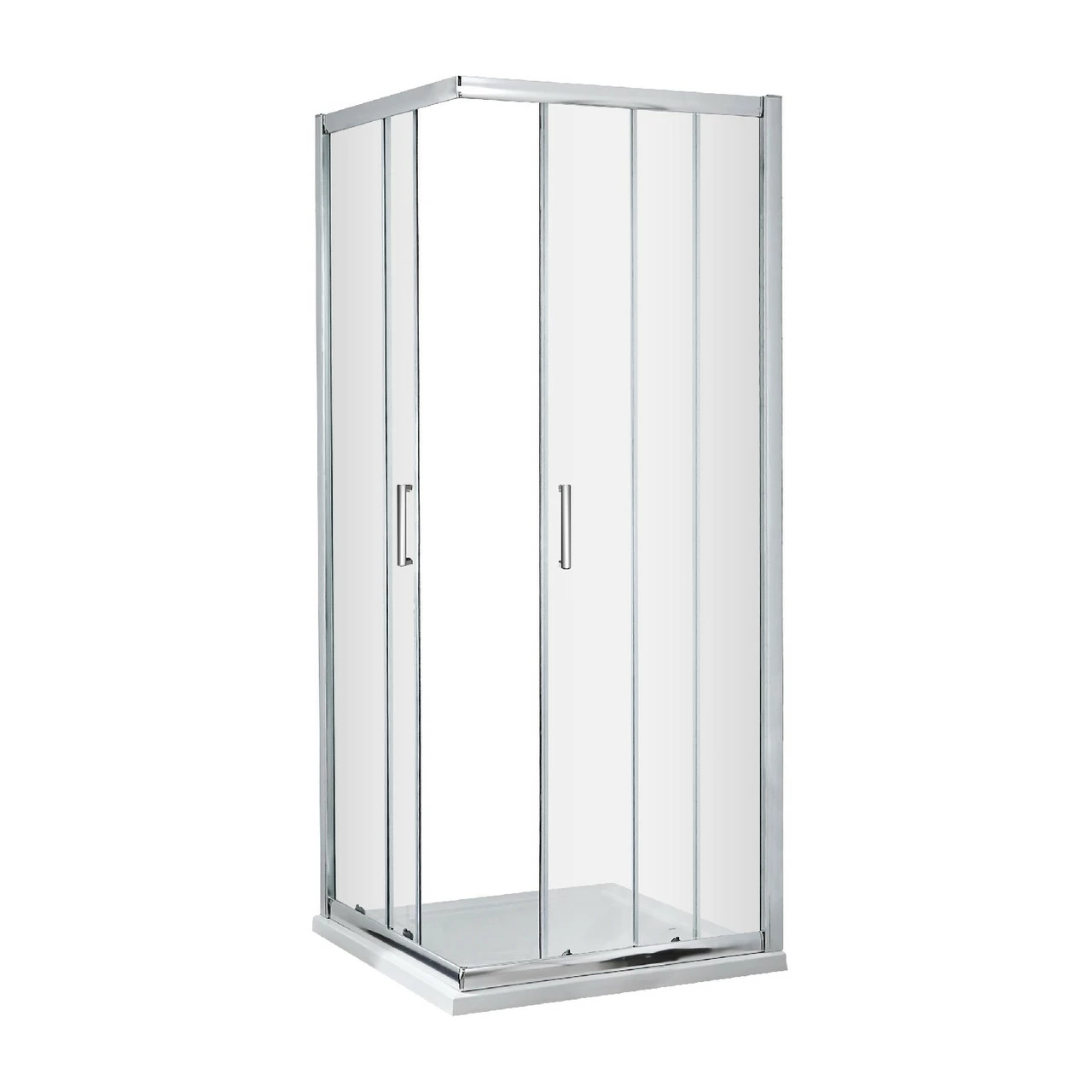Nuie Ella 760mm Corner Entry Shower Enclosure And Square Satin Chrome Handle - ERCE7676H5