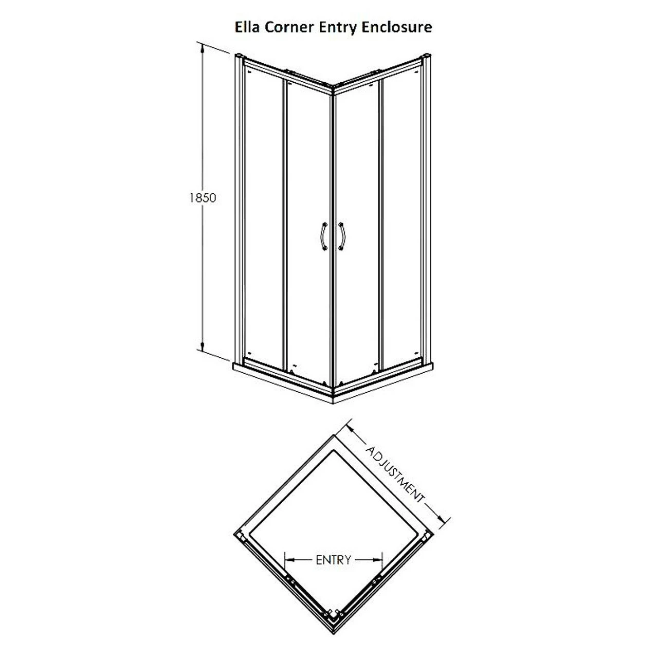 Nuie Ella 760mm Corner Entry Shower Enclosure - ERCE7676 - Image 5