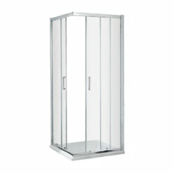 Nuie Ella 800mm Corner Entry Shower Enclosure With Square Satin Chrome Handle - ERCE8080H5