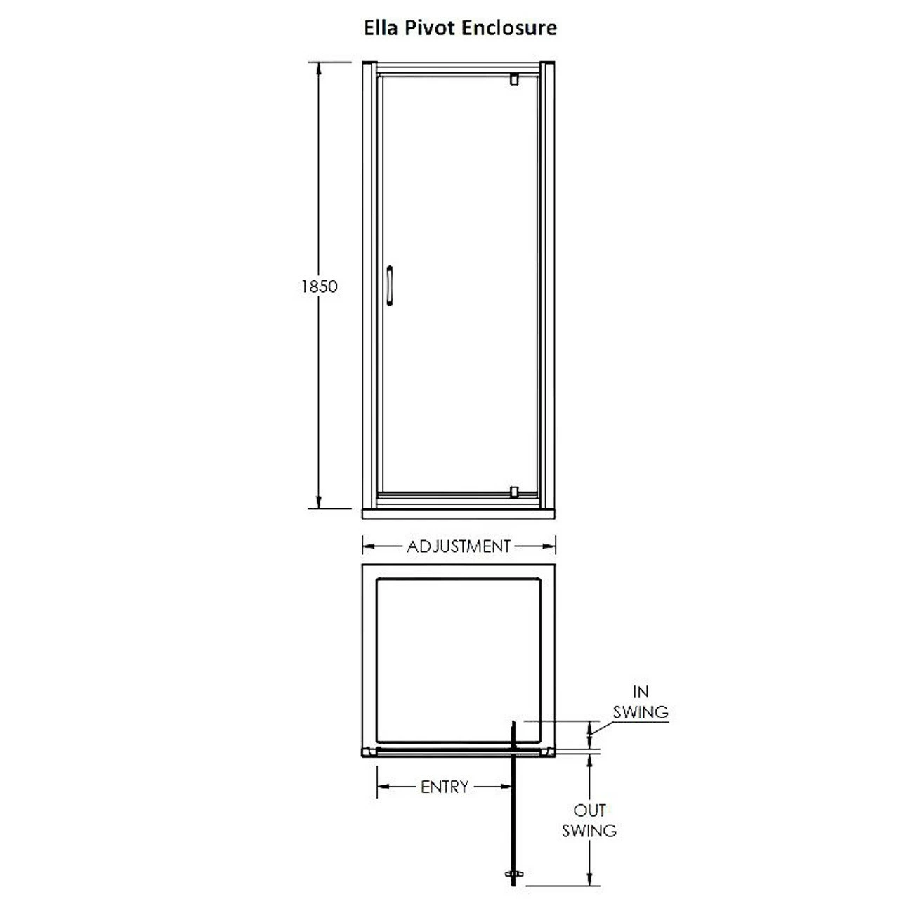 Nuie Ella 800mm Pivot Shower Door - ERPD80 7 Nuie Ella 800mm Pivot Shower Door - ERPD80 - Image 5