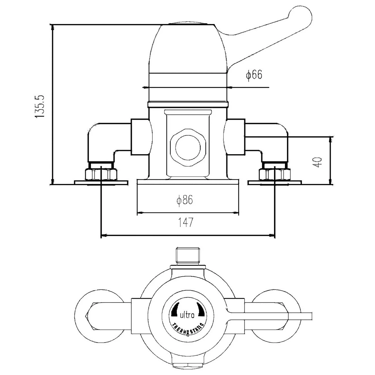 Nuie Exposed Sequential Thermostatic Shower Valve With Lever - VSQ2 - Image 2