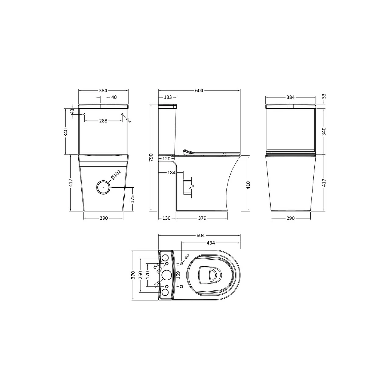 Nuie Freya Semi Flush To Wall Close Coupled Toilet Pan With Cistern And Soft Close Toilet Seat - NCG850 - Image 2