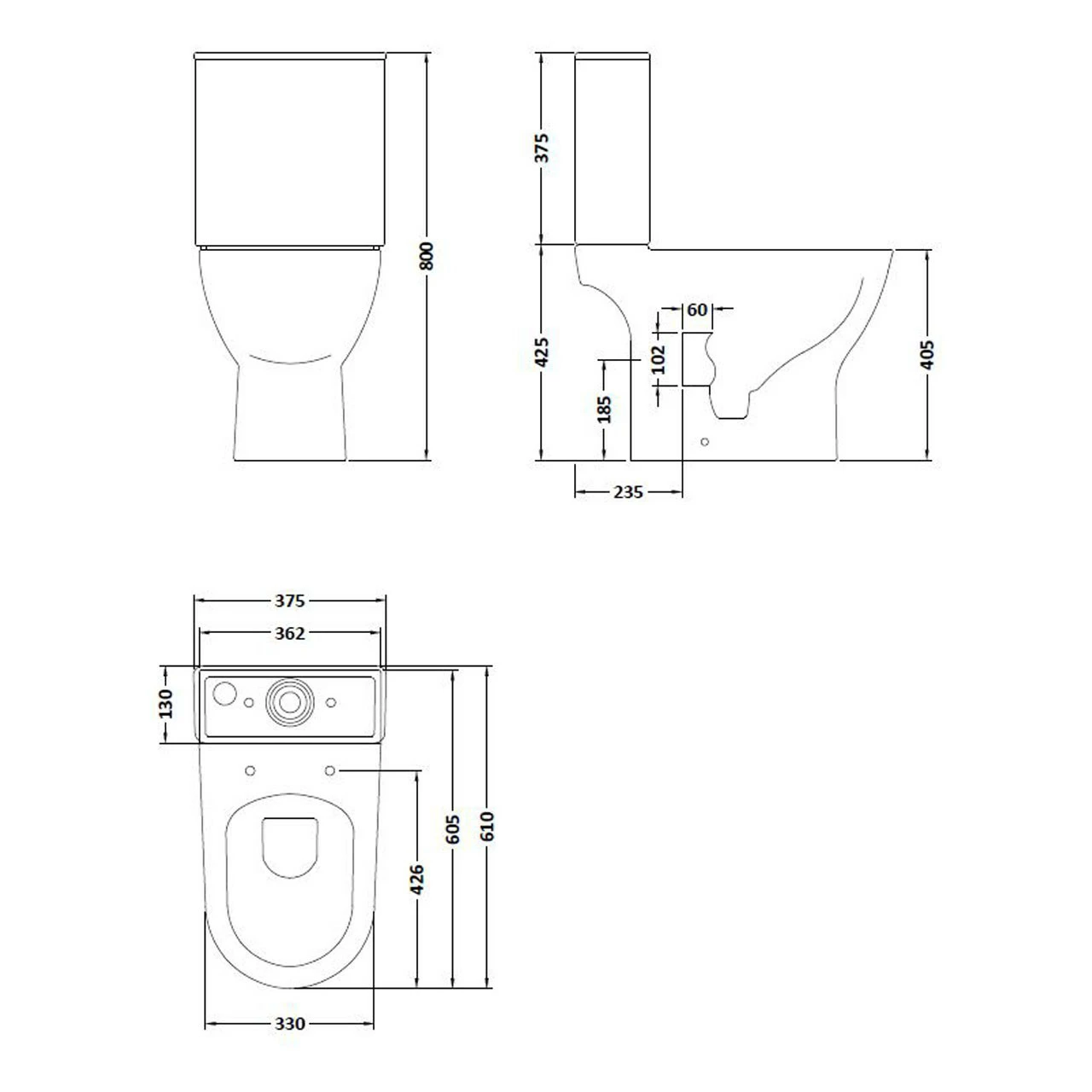 Nuie Freya Short Projection Toilet Pan With Cistern And Soft Close Toilet Seat - NCG350 - Image 3