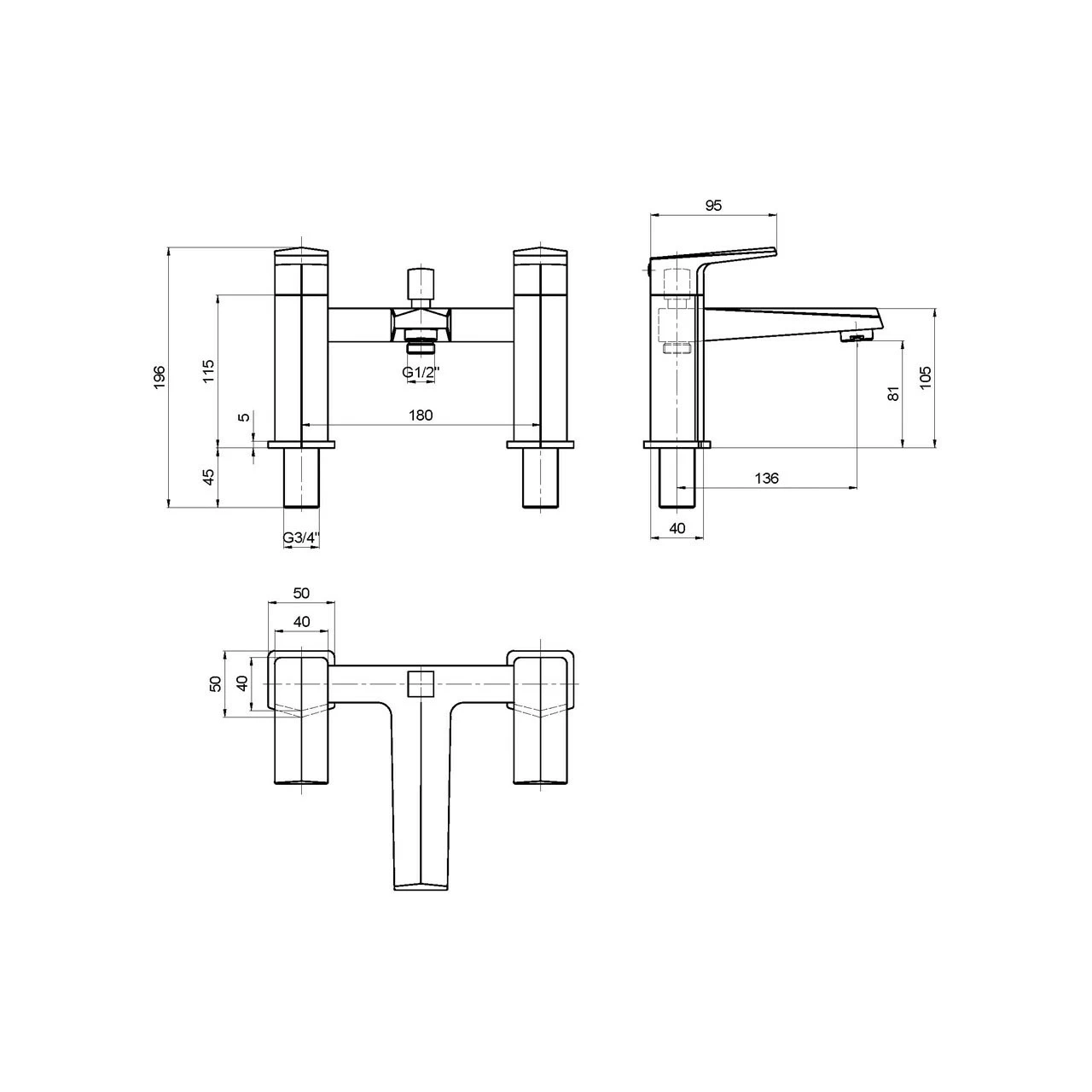 Nuie Hardy Bath And Shower Mixer Tap - HDY304 6 Nuie Hardy Bath And Shower Mixer Tap - HDY304 - Image 4