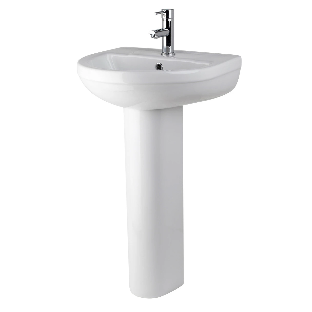 Nuie Harmony 500mm Basin With 1 Tap Hole And Full Pedestal - CHM002