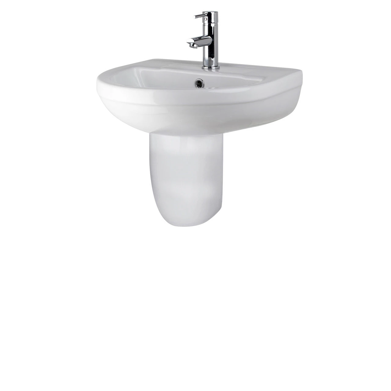 Nuie Harmony 500mm Basin With 1 Tap Hole And Semi Pedestal - CHM004 3 Nuie Harmony 500mm Basin With 1 Tap Hole And Semi Pedestal - CHM004
