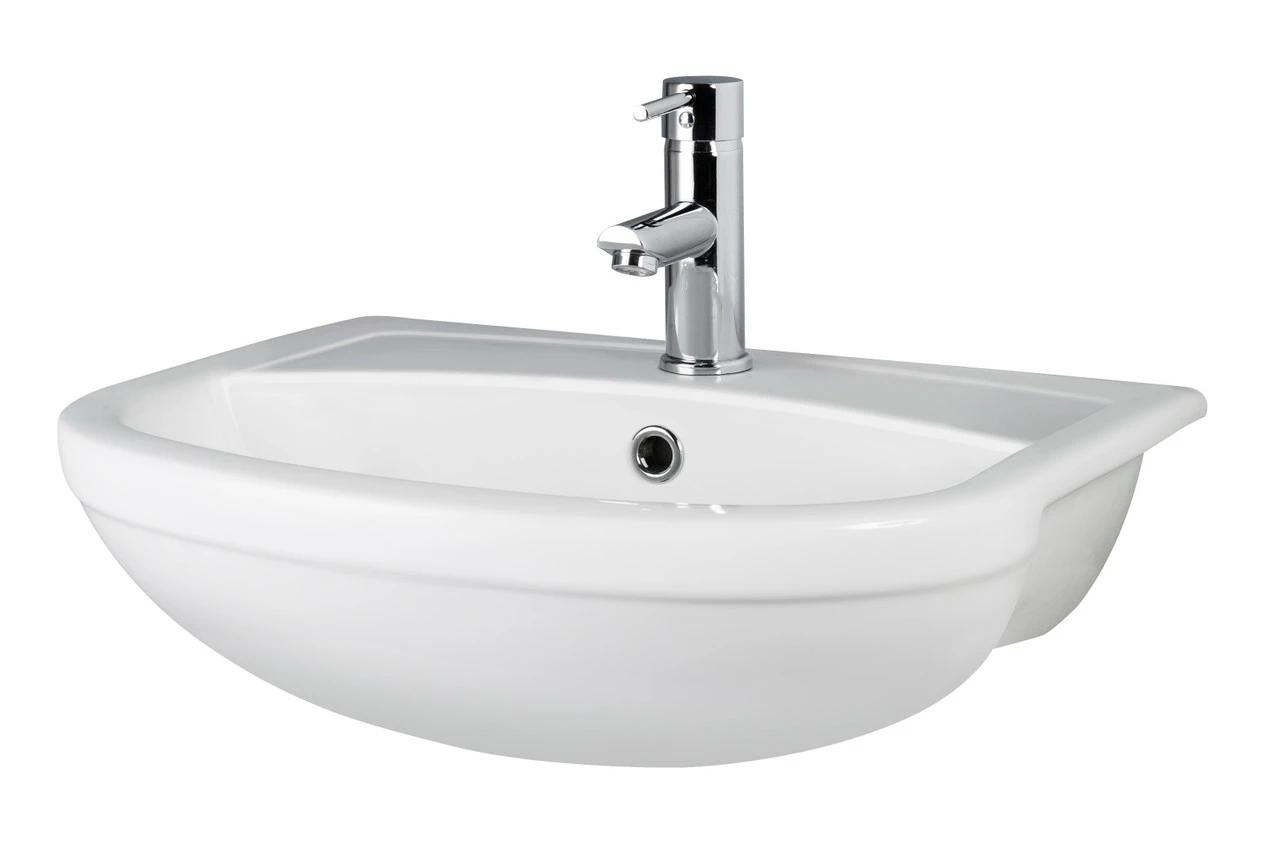 Nuie Harmony 500mm Semi Recessed Basin With 1 Tap Hole - NCH305A 3 Nuie Harmony 500mm Semi Recessed Basin With 1 Tap Hole - NCH305A