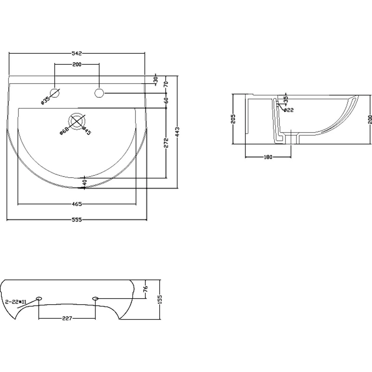 Nuie Ivo 550mm Basin With 1 Tap Hole And Semi Pedestal - CIV004 6 Nuie Ivo 550mm Basin With 1 Tap Hole And Semi Pedestal - CIV004 - Image 4