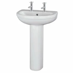 Nuie Ivo 550mm Basin With 2 Tap Holes And Full Pedestal - CIV003