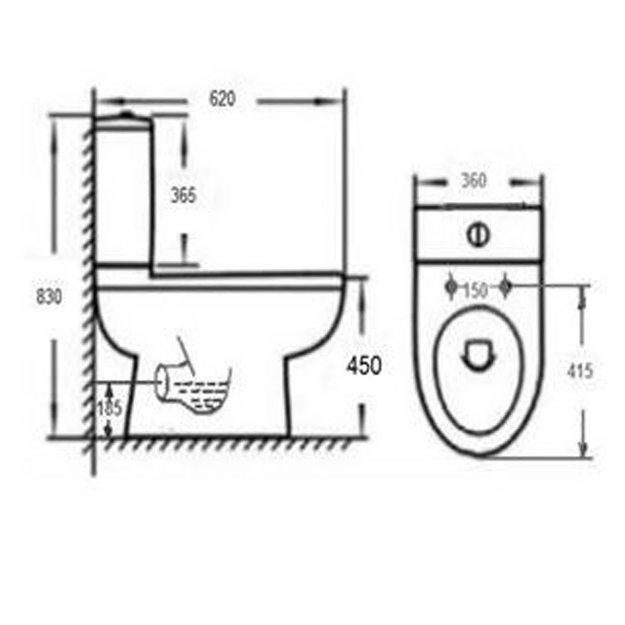Nuie Ivo Comfort Height Close Coupled Toilet Pan And Cistern - NCS251 - Image 2