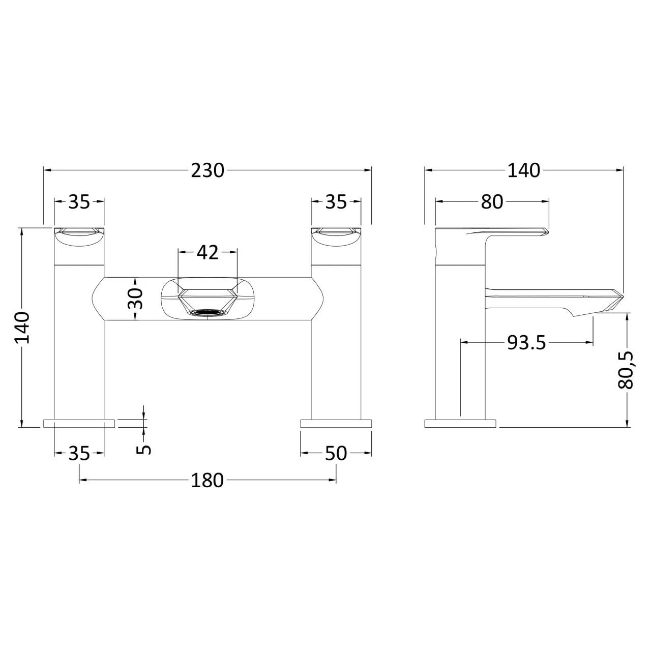Nuie Limit Round Deck Mounted Bath Filler Tap - LIM303 - Image 2