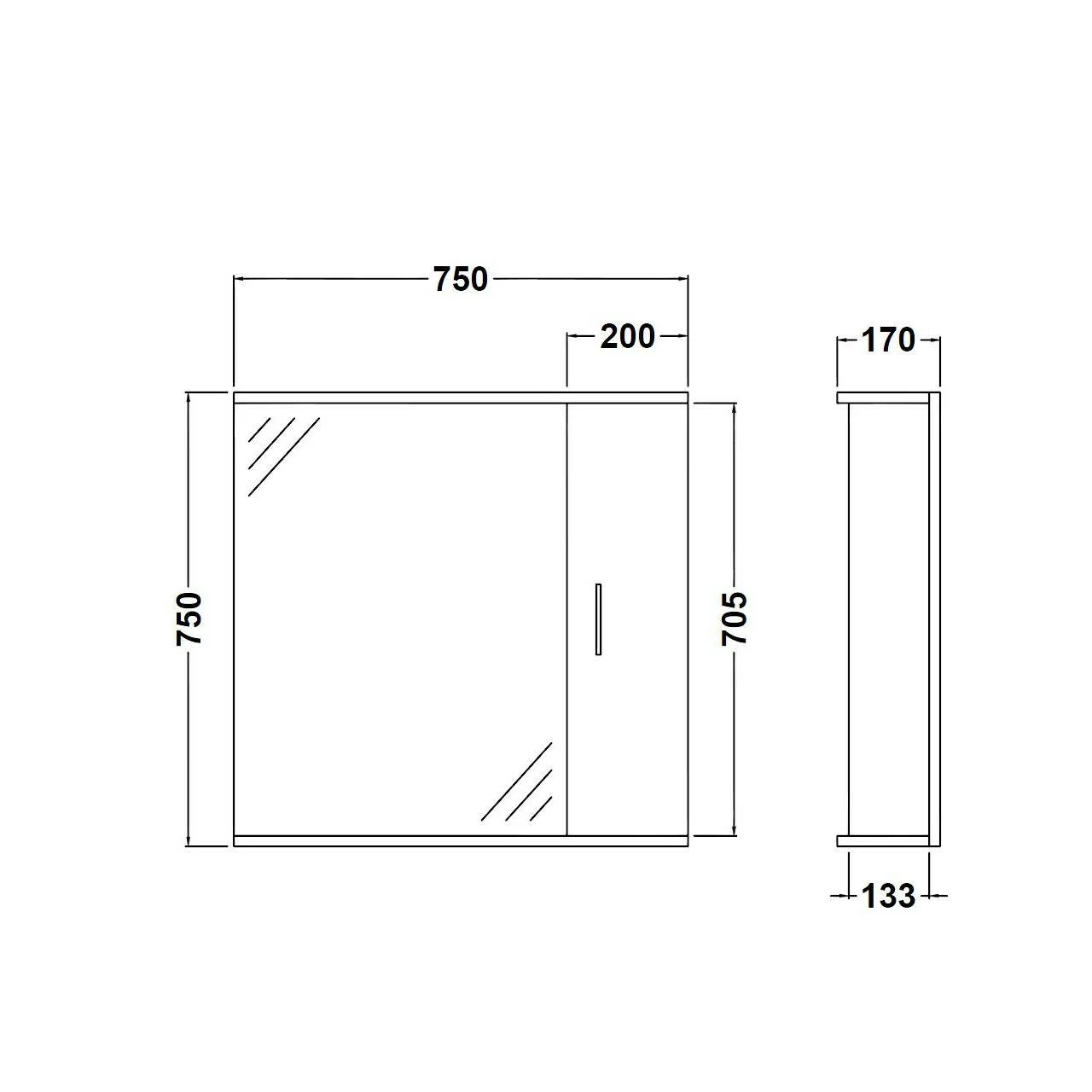 Nuie Mayford Gloss White 750mm Mirror With 2 Lights And Storage - PRC114 - Image 2